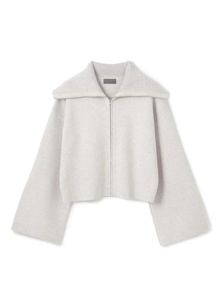 喀什米爾混紡針織拉鍊外套